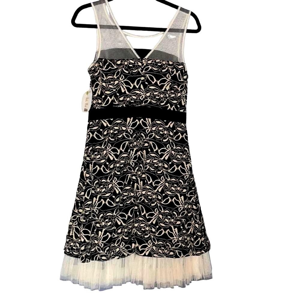 RYU black and cream tulle dress medium NWT